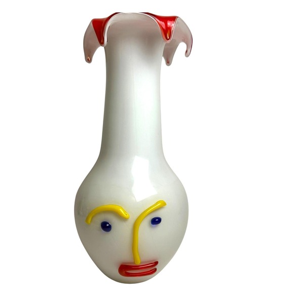 Mihai Topescu Other - Mihai Topescu Children's Collection Art Glass Face Vase Abstract Studio Colorful